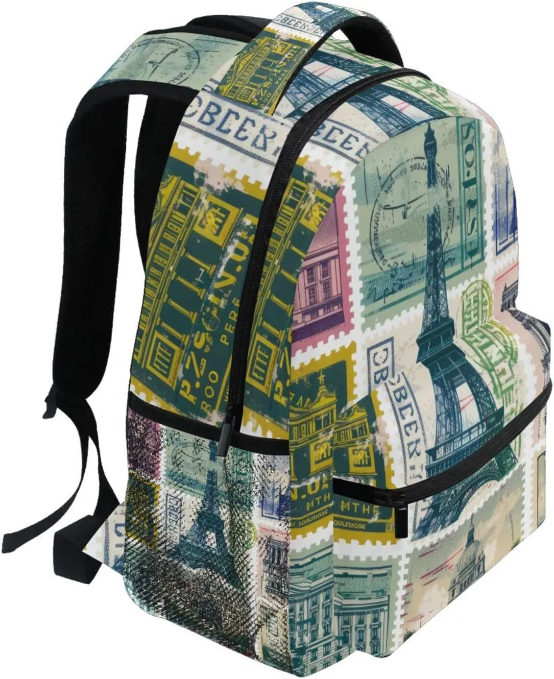 Stamps United States America Backpack Daypack Shoulder Bag Book Bag Lightweight Back Pack 11.4 ×16 In