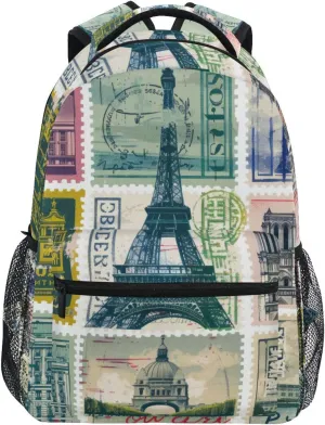 Stamps United States America Backpack Daypack Shoulder Bag Book Bag Lightweight Back Pack 11.4 ×16 In