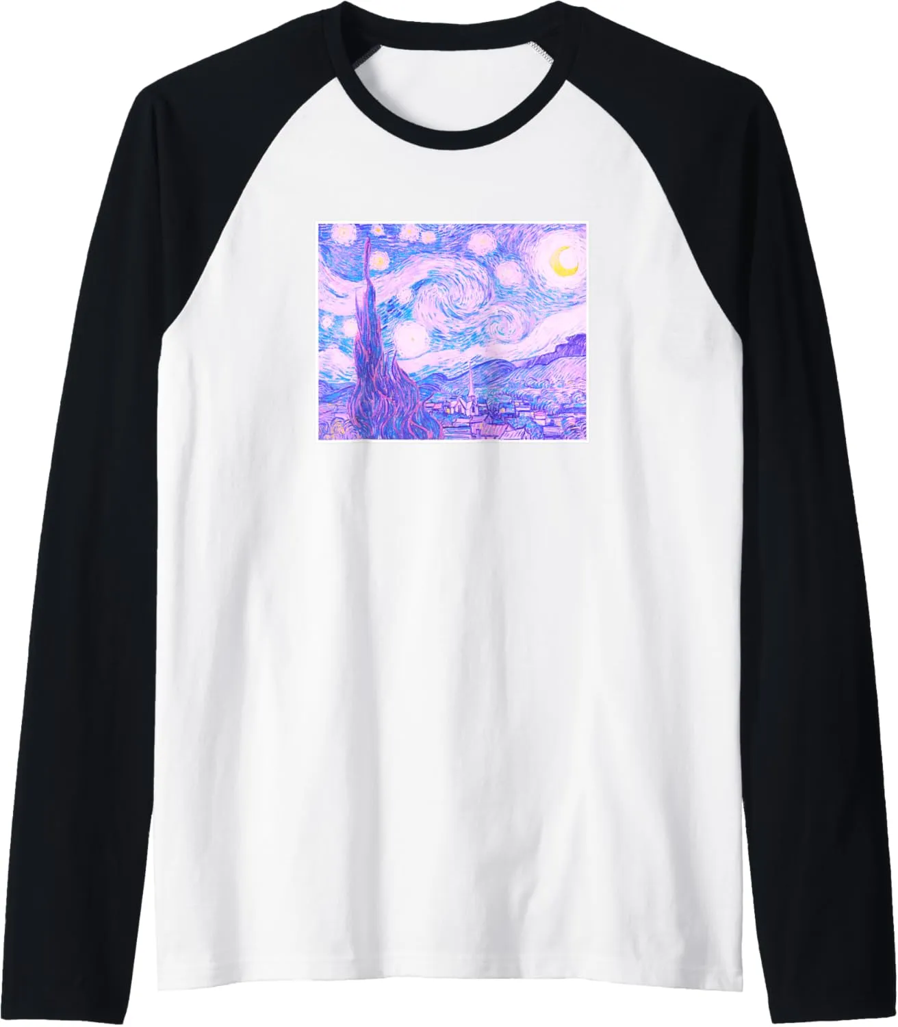 Starry Night Vincent Van Gogh Art Pastel Goth Soft Grunge Raglan Baseball Tee