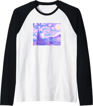 Starry Night Vincent Van Gogh Art Pastel Goth Soft Grunge Raglan Baseball Tee
