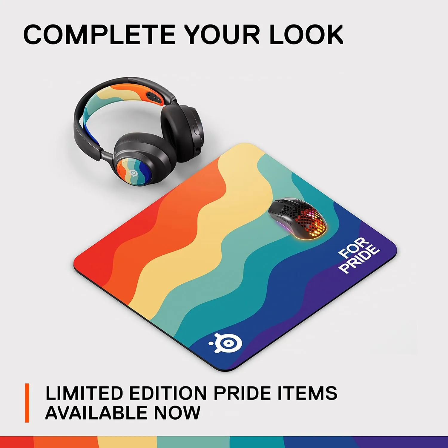 SteelSeries QcK Large Gaming Mouse Pad - for Pride Limited Edition - Exclusive Micro-Woven Cloth - Optimized for Low and High Mouse CPI - Durable and Washable - Rainbow Design