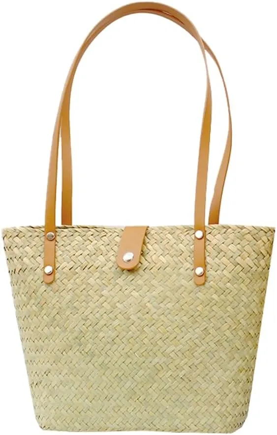 Straw Bags for Women Woven Beach Purse Retro Versatile Straw Purse Large Capacity Tote Bag Vacation Handbags for Summer