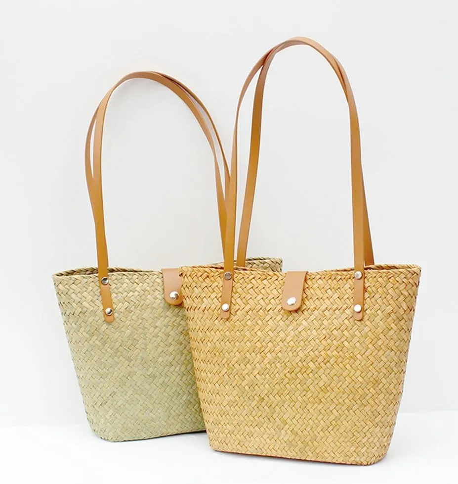 Straw Bags for Women Woven Beach Purse Retro Versatile Straw Purse Large Capacity Tote Bag Vacation Handbags for Summer