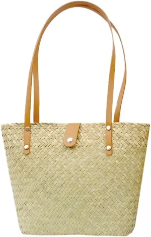 Straw Bags for Women Woven Beach Purse Retro Versatile Straw Purse Large Capacity Tote Bag Vacation Handbags for Summer