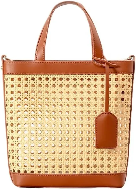 Straw Beach Bag for Women Summer Woven Rattan Tote Bag Straw Purses and Handbags for Vacation with Pendant