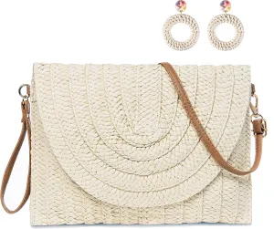Straw Clutch Bags for Women Shoulder Bag Summer Purse Woven Beach Bags
