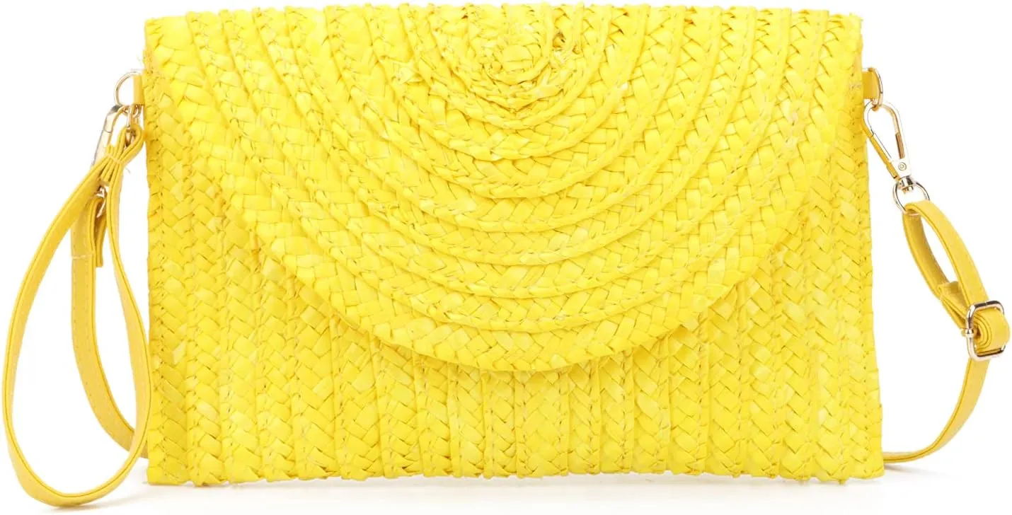 Straw Clutch Purse Bags for Women Summer Beach Purse Woven Straw Shoulder Bags Beach Clutch Bags