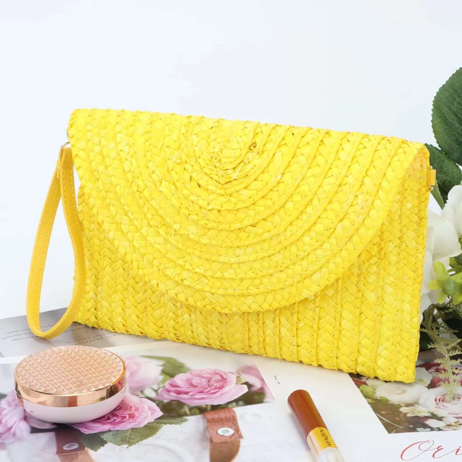 Straw Clutch Purse Bags for Women Summer Beach Purse Woven Straw Shoulder Bags Beach Clutch Bags