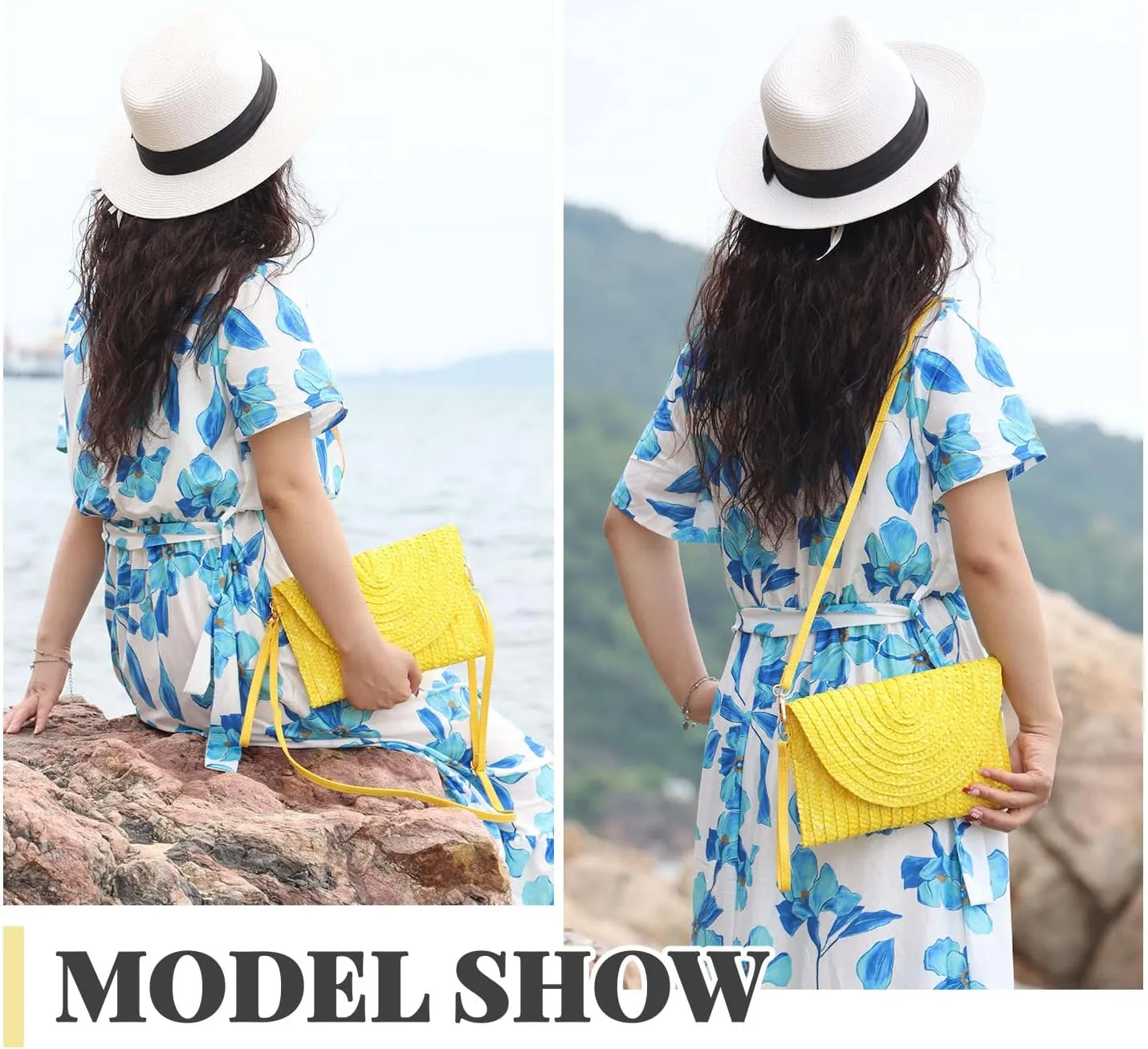Straw Clutch Purse Bags for Women Summer Beach Purse Woven Straw Shoulder Bags Beach Clutch Bags