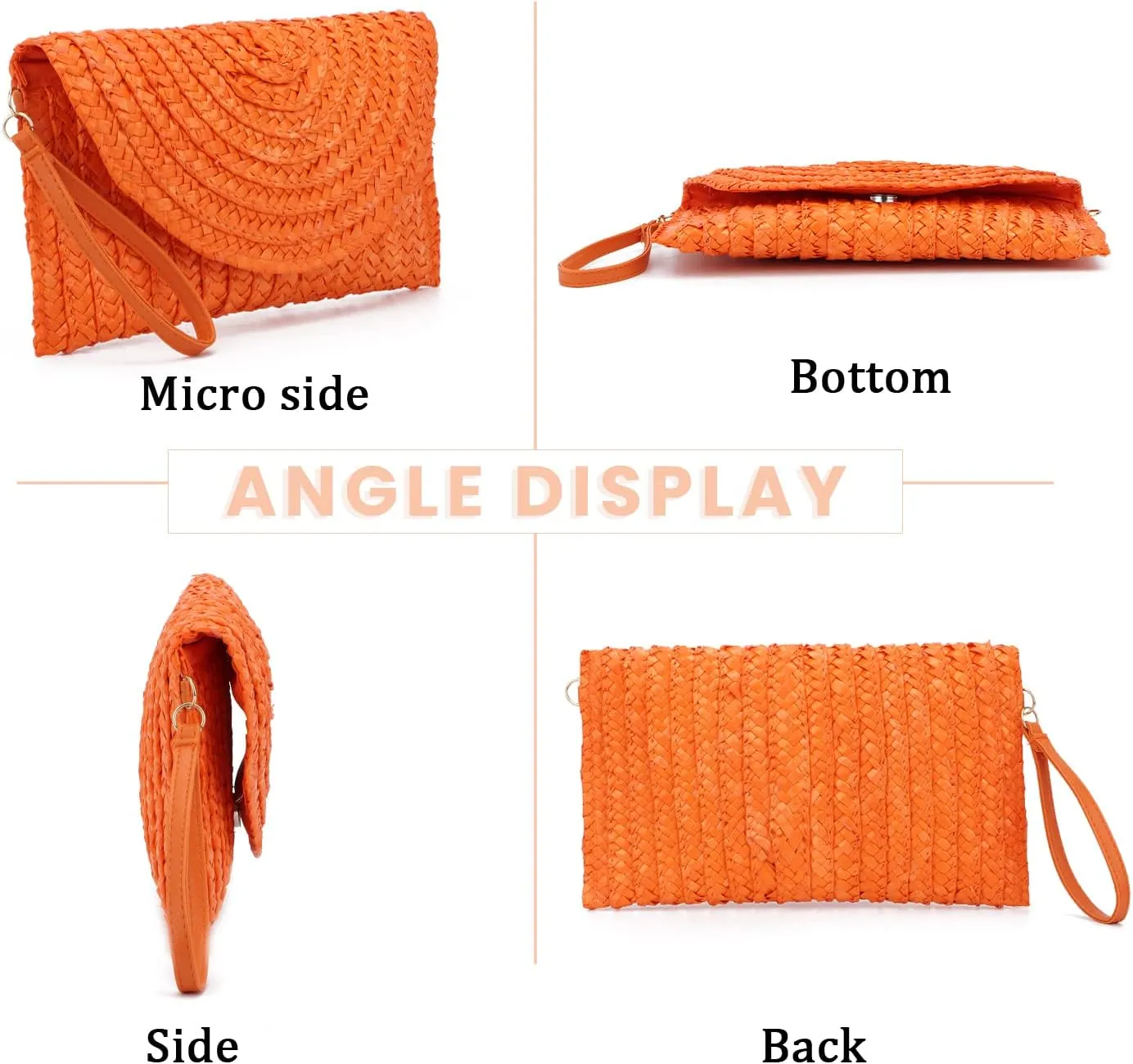 Straw Clutch Purse Bags for Women Summer Beach Purse Woven Straw Shoulder Bags Beach Clutch Bags