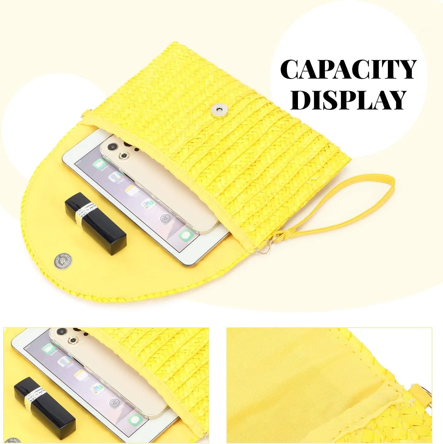 Straw Clutch Purse Bags for Women Summer Beach Purse Woven Straw Shoulder Bags Beach Clutch Bags
