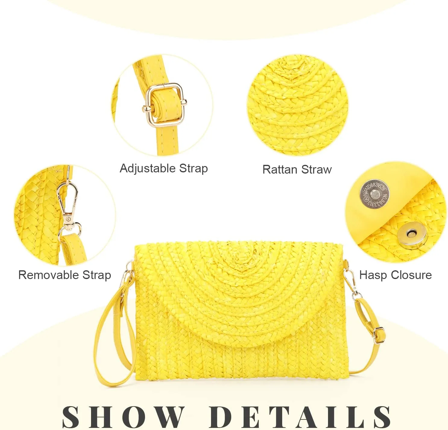 Straw Clutch Purse Bags for Women Summer Beach Purse Woven Straw Shoulder Bags Beach Clutch Bags