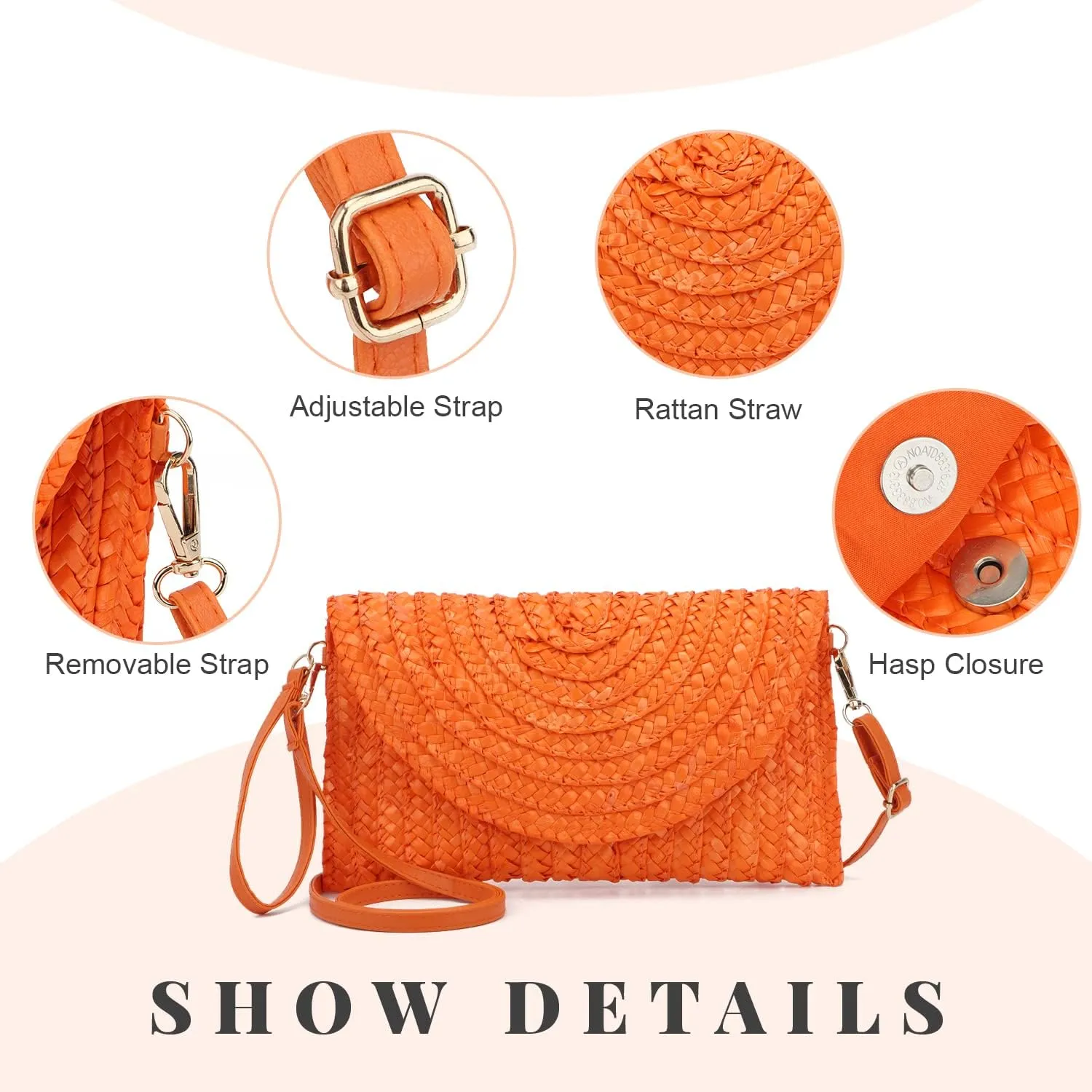 Straw Clutch Purse Bags for Women Summer Beach Purse Woven Straw Shoulder Bags Beach Clutch Bags