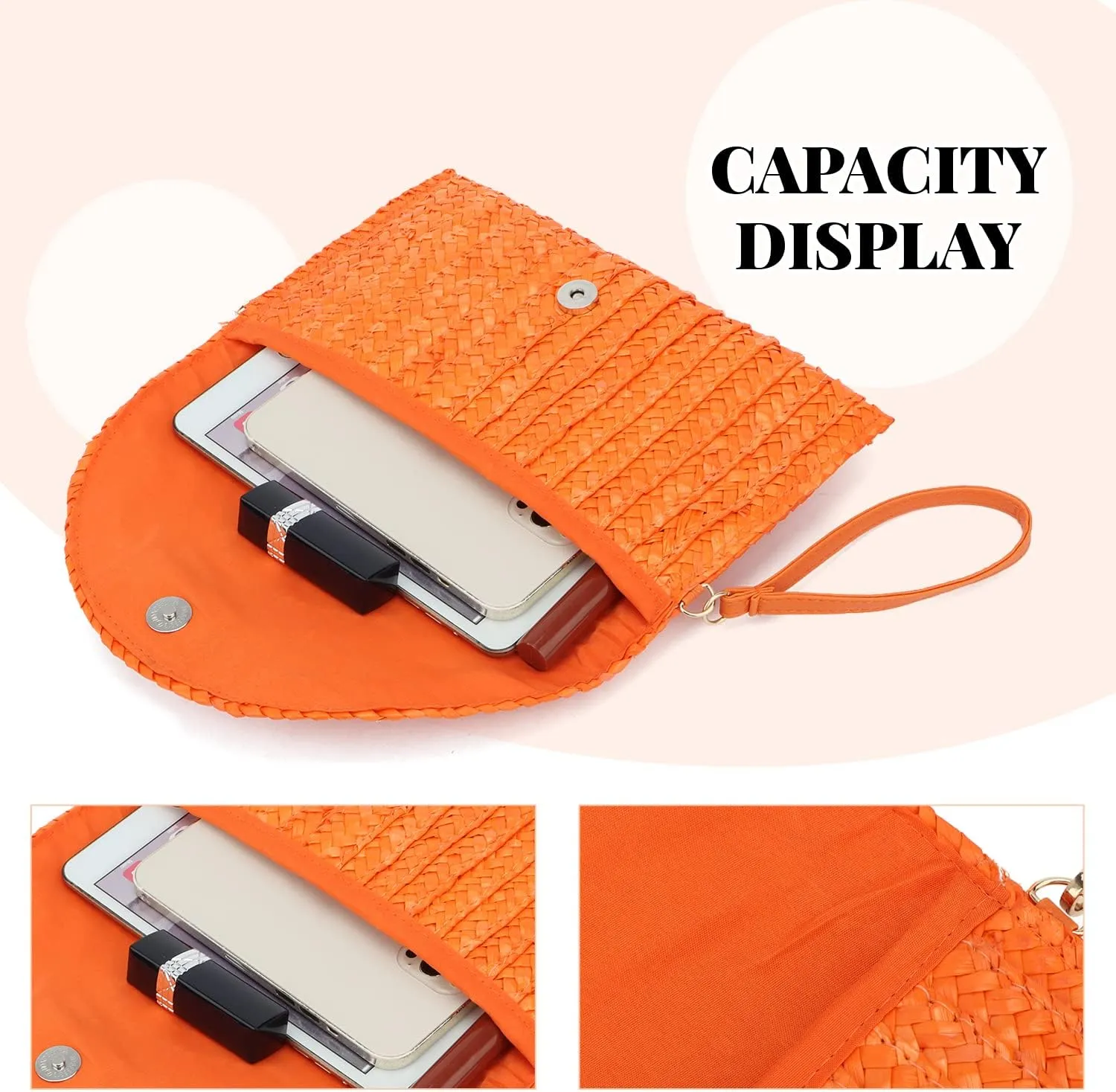 Straw Clutch Purse Bags for Women Summer Beach Purse Woven Straw Shoulder Bags Beach Clutch Bags