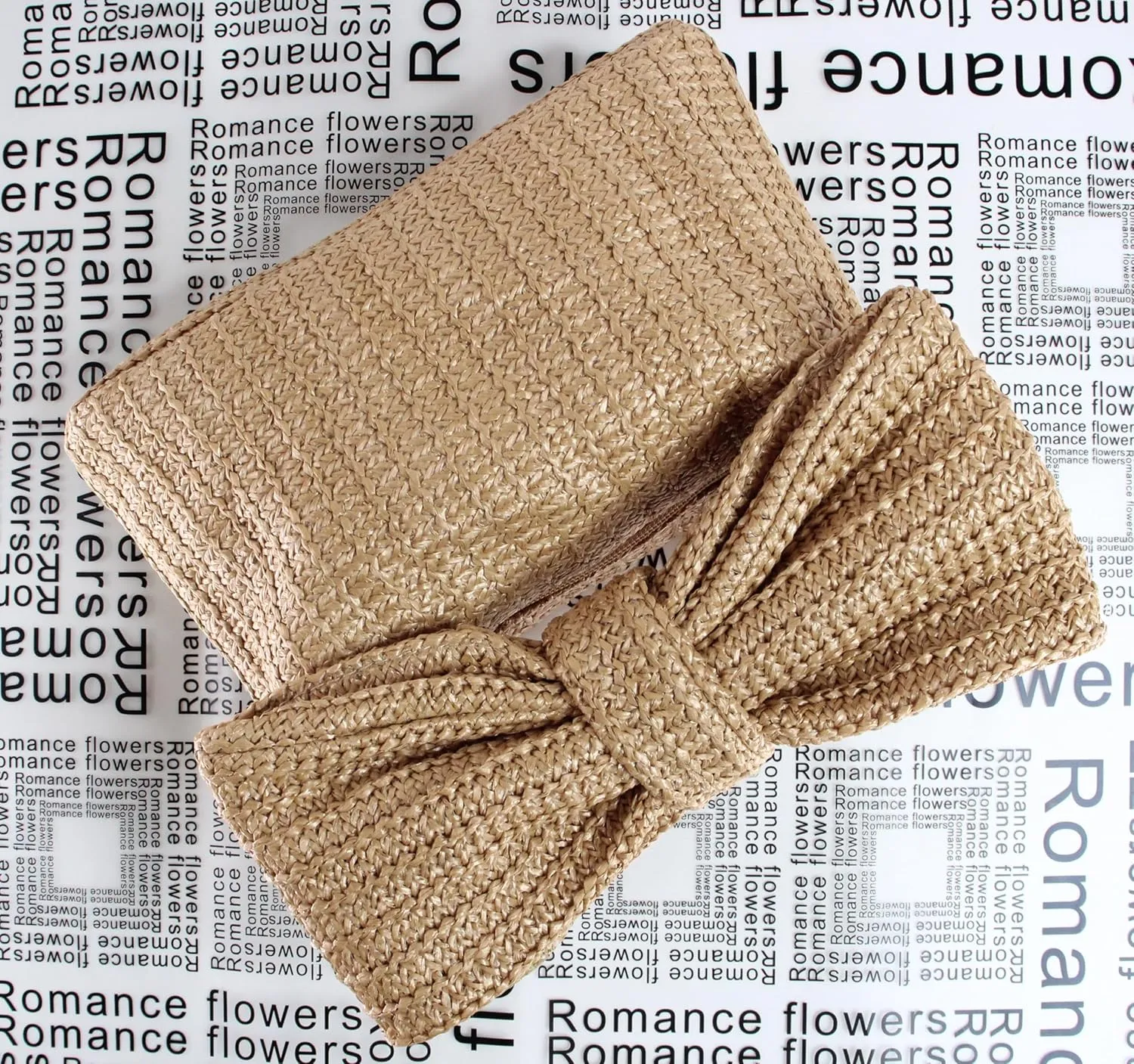 Straw Clutch Purse for Women Wedding Hand-Woved Evening Straw Handbag Party Wedding Summer Beach Bag