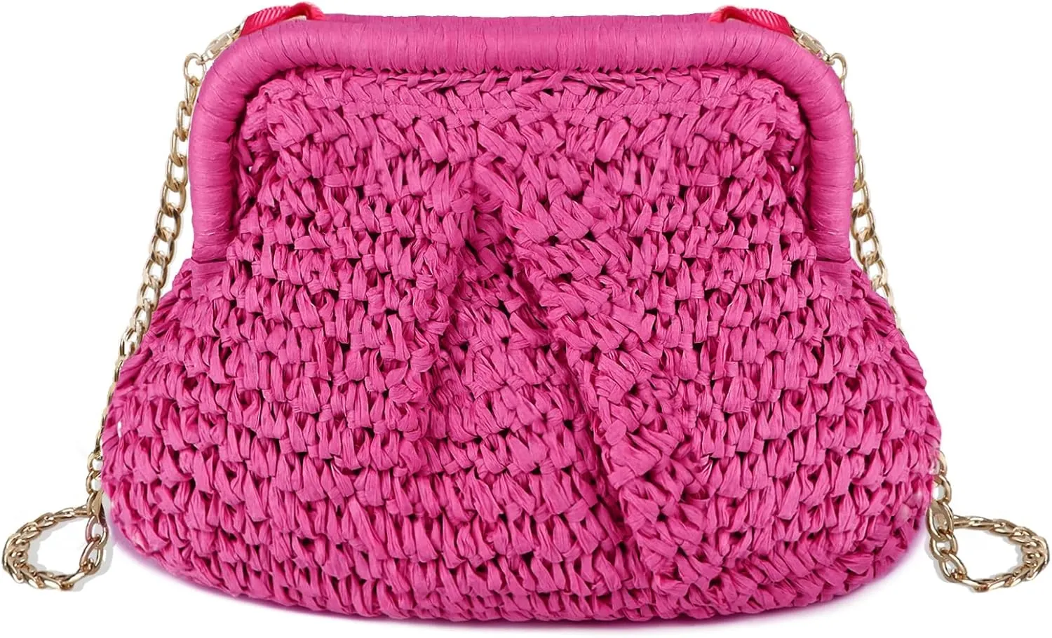 Straw Clutch Purse for Women - Woven Dumpling Bag Casual Beach Straw Summer Handmade Bag Crossbody Purse
