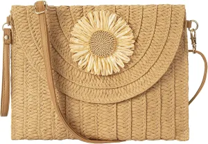 Straw Clutch Purses for Women Woven Straw Crossbody Bags Women's Crossbody Handbags Retro Shoulder Bag Beach Bags