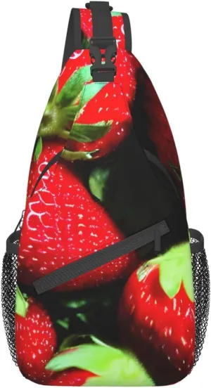 Strawberry Pattern High Storage Capacity Chest Bag Diagonally Sling Backpack Crossbody Shoulder Bag For Men Women