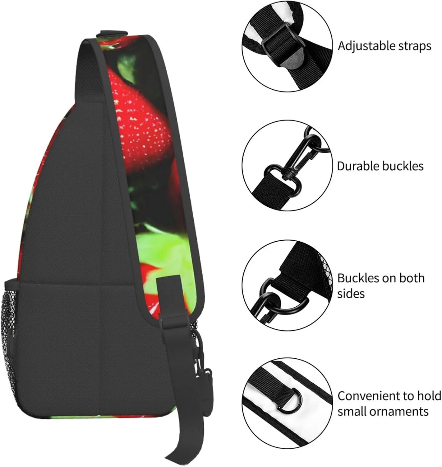 Strawberry Pattern High Storage Capacity Chest Bag Diagonally Sling Backpack Crossbody Shoulder Bag For Men Women