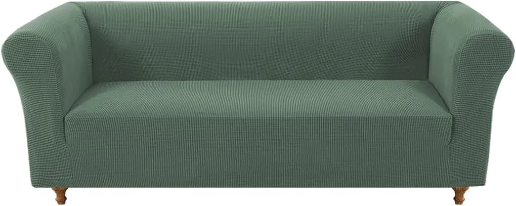 Stretch Chesterfield Sofa Cover - Jacquard Fabric Slipcover for 3-Cushion Couch, Non-Slip Pet-Resistant Furniture Protector, Soft Living Room Sofa Cover (Grass, Sofa)