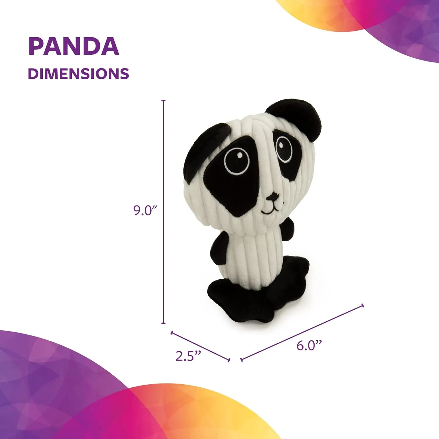Strong 'N Silent Big Head Panda Silent Squeak Plush Dog Toy, Chew Guard Technology - Black/White, Medium