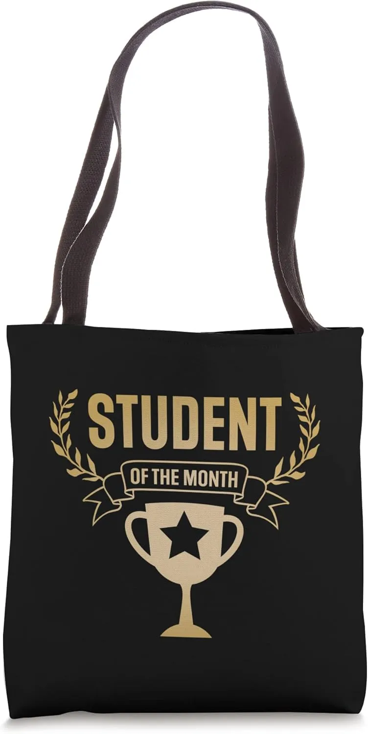 Student of the Month Award Prize Gold Trophy Kid School Work Tote Bag