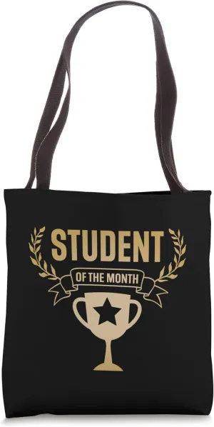 Student of the Month Award Prize Gold Trophy Kid School Work Tote Bag