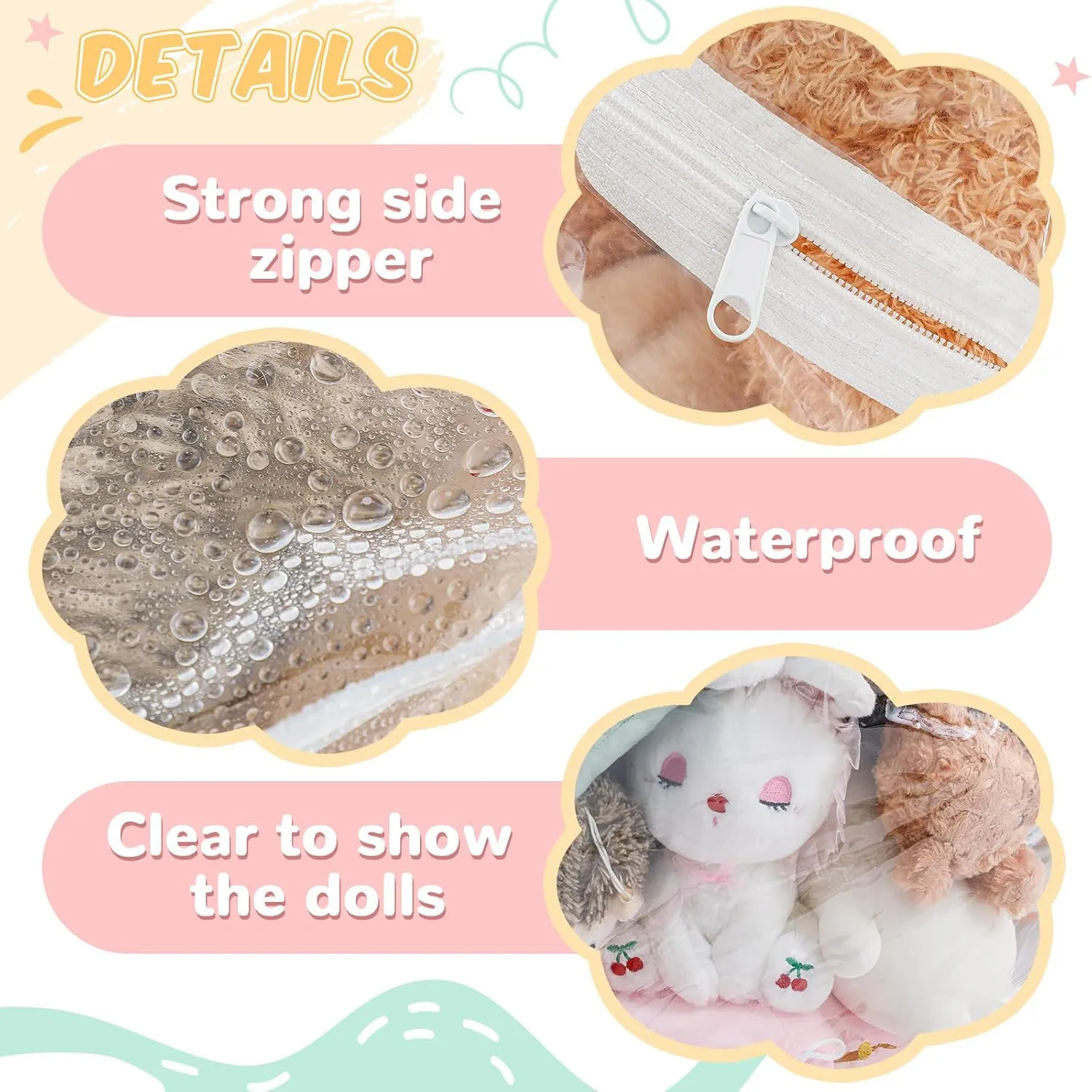 Stuffed Animal Storage Bean Bag Chair Sofa Cover Zipper Large Transparent PVC Stuffed Animal Organizer Bean Bag Seat Only for Organizing Rooms Plush Toys When Filled(38 Inch,Sofa Style)