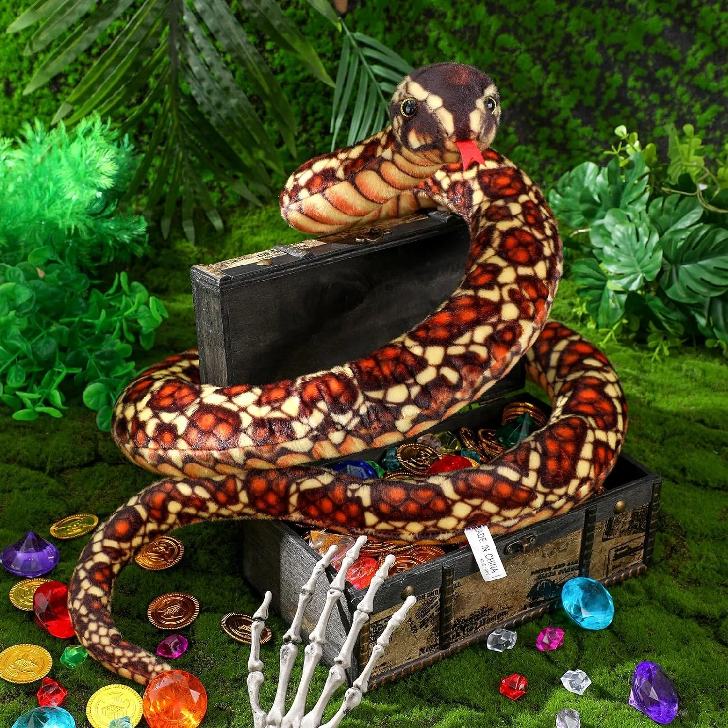 Stuffed Snake Animal, 80 in Stuffed Snake Plush,Large Giant Stuffed Animals Snake, Lifelike Plush Snake Cute Stuffed Animals for Birthday Present Party Prank Prop (Brown)