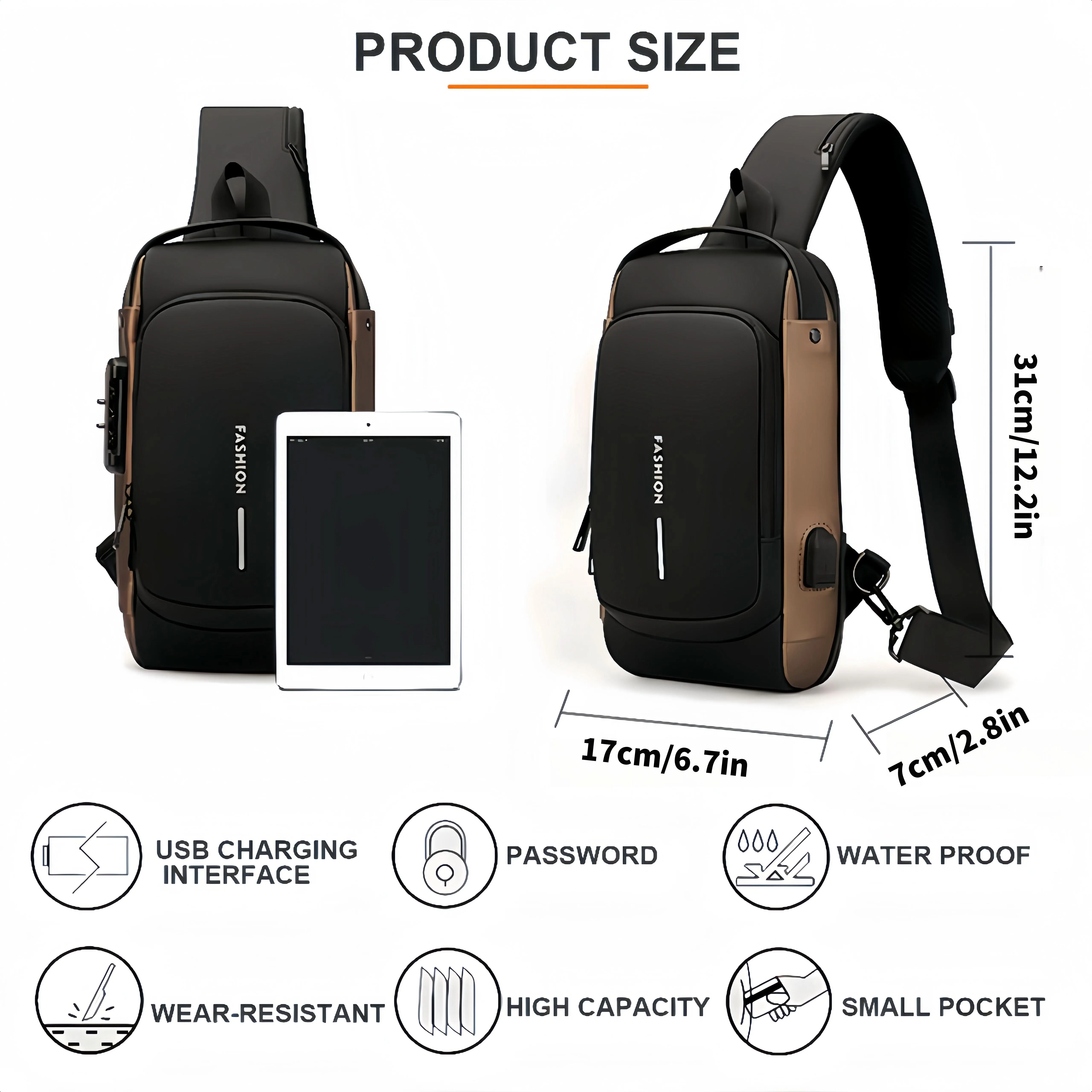 Stylish Multi-Functional Sling Bag With Advanced Password Lock