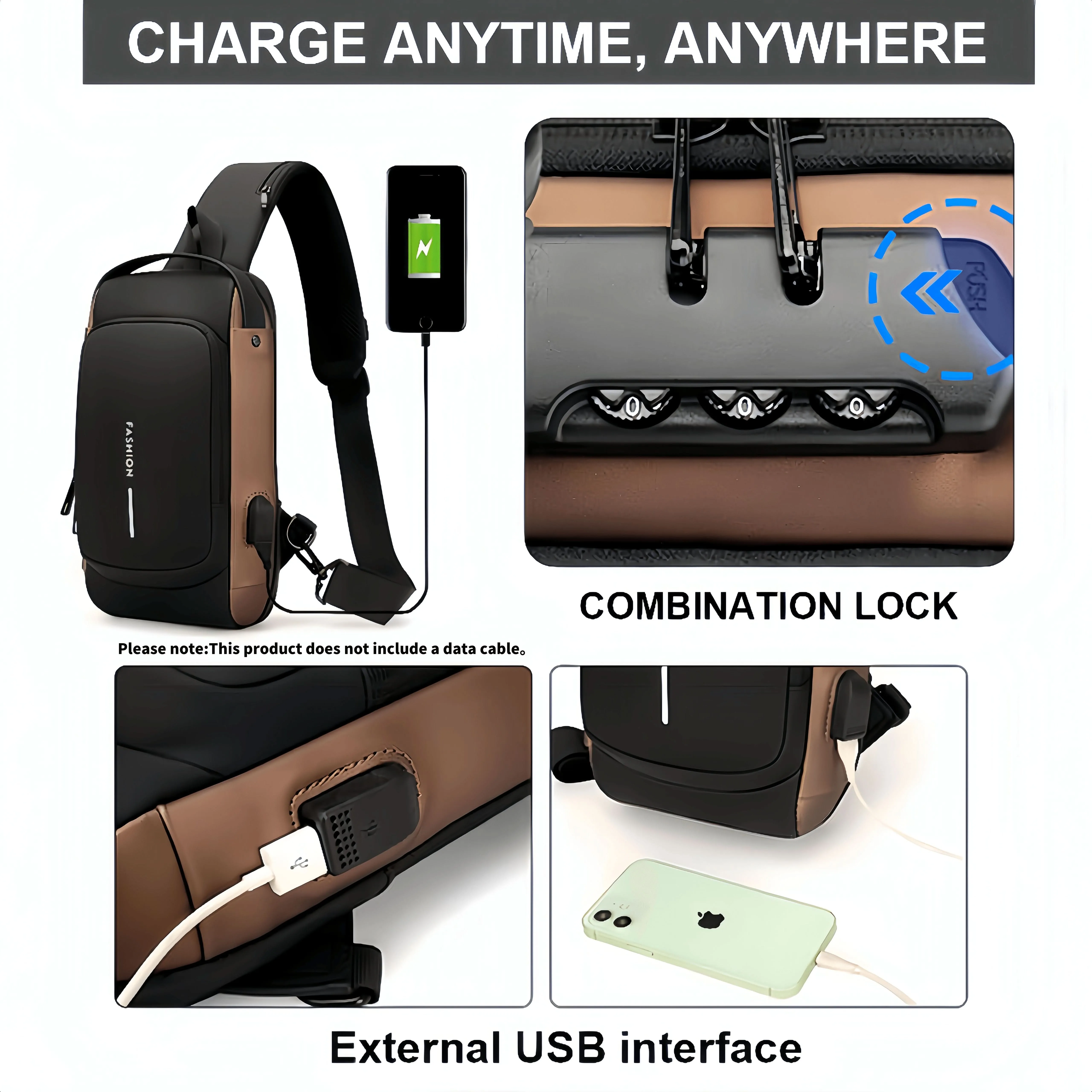 Stylish Multi-Functional Sling Bag With Advanced Password Lock