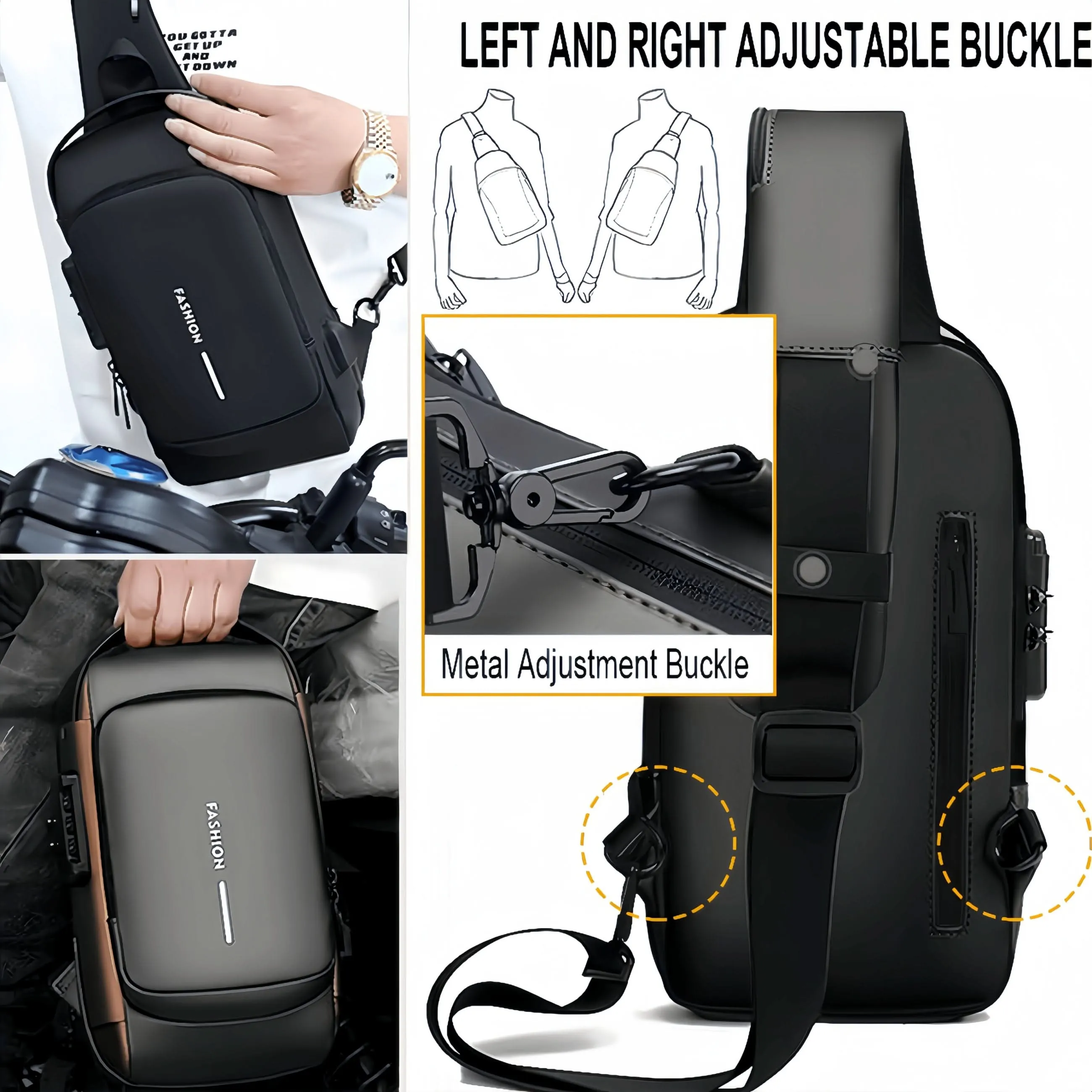Stylish Multi-Functional Sling Bag With Advanced Password Lock