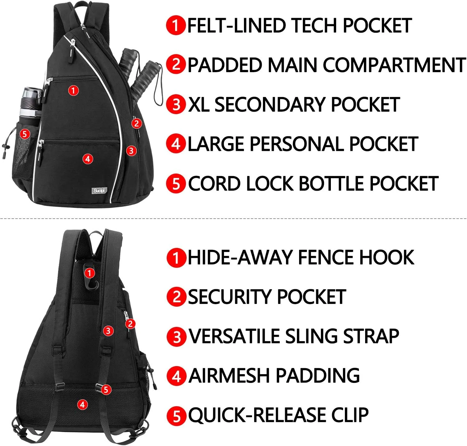 Sucipi Pickleball Bag Pickleball Backpack for Women Men Pickleball Paddle Backpack Reversible Pickleball Paddle Bag Pickleball Rackets Bags for Ladies