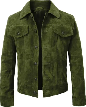 Suede Leather Trucker Jacket Men - Mens Western Style Cowboy Suede Leather Coat - Vintage Motorcycle Jacket