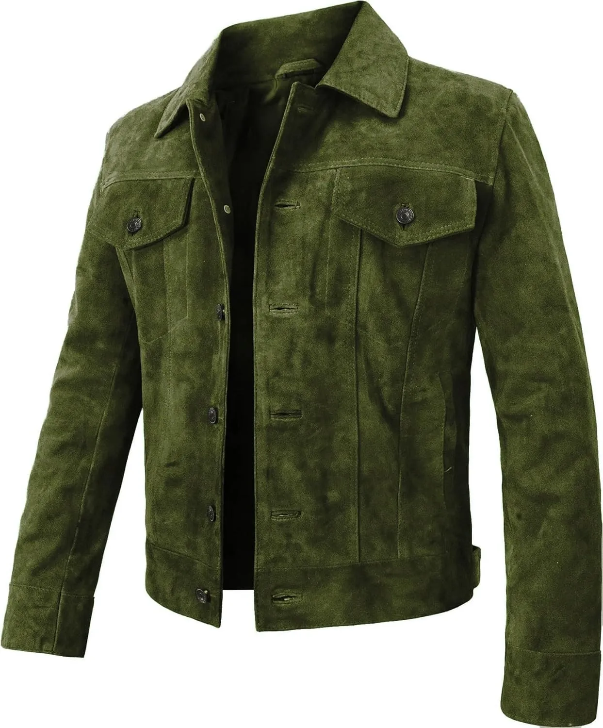 Suede Leather Trucker Jacket Men - Mens Western Style Cowboy Suede Leather Coat - Vintage Motorcycle Jacket