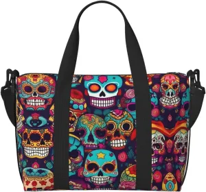 Sugar Skulls Print Versatile Gym Sports Bag,Companion For Your Journeys And Fitness Routines
