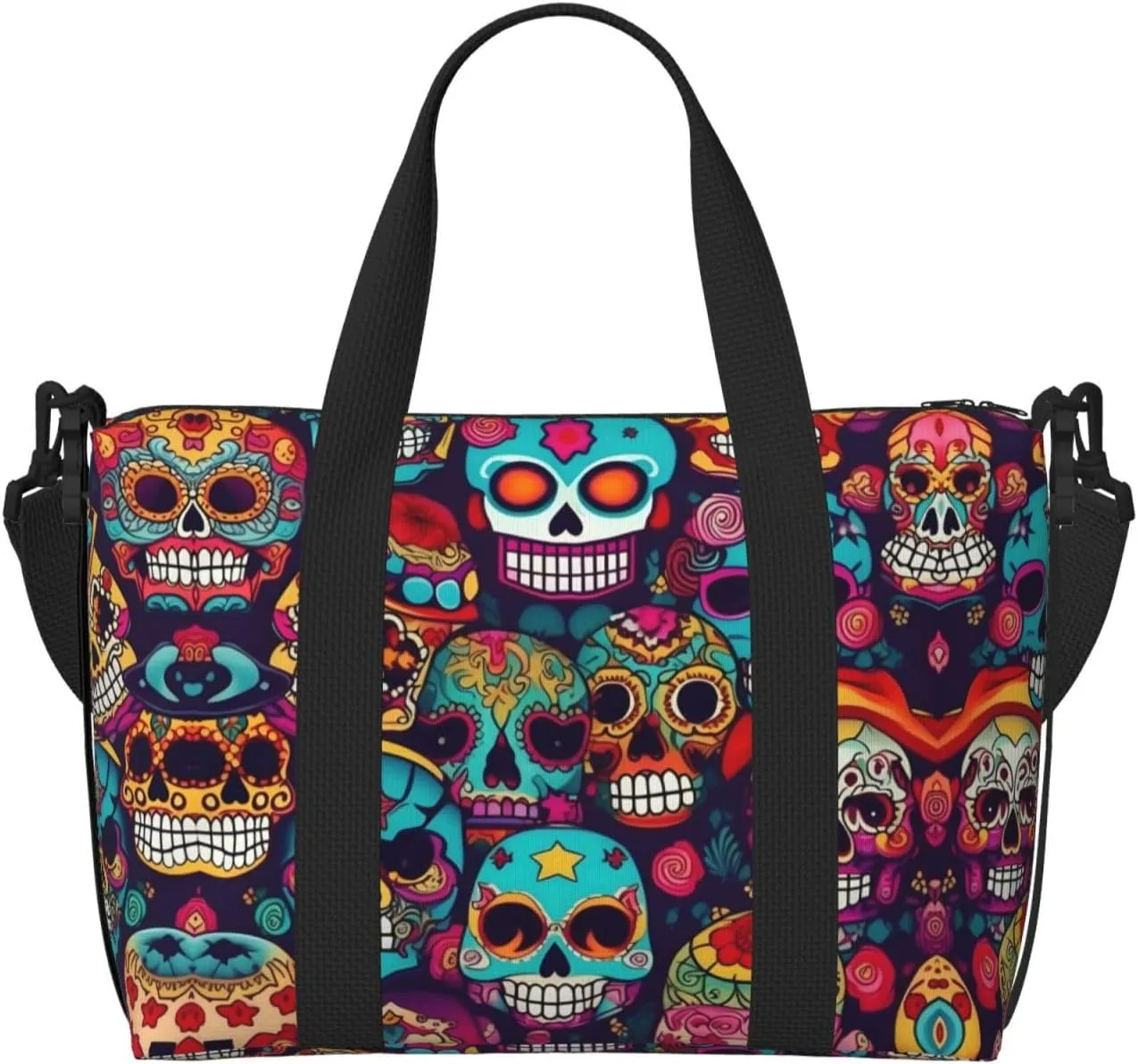 Sugar Skulls Print Versatile Gym Sports Bag,Companion For Your Journeys And Fitness Routines