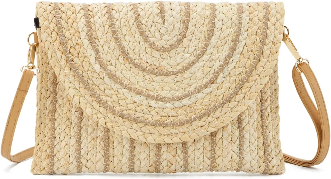SUKUTU Women Straw Clutch Bag Summer Beach Handwoven Envelope Wallet Crossbody Handbags