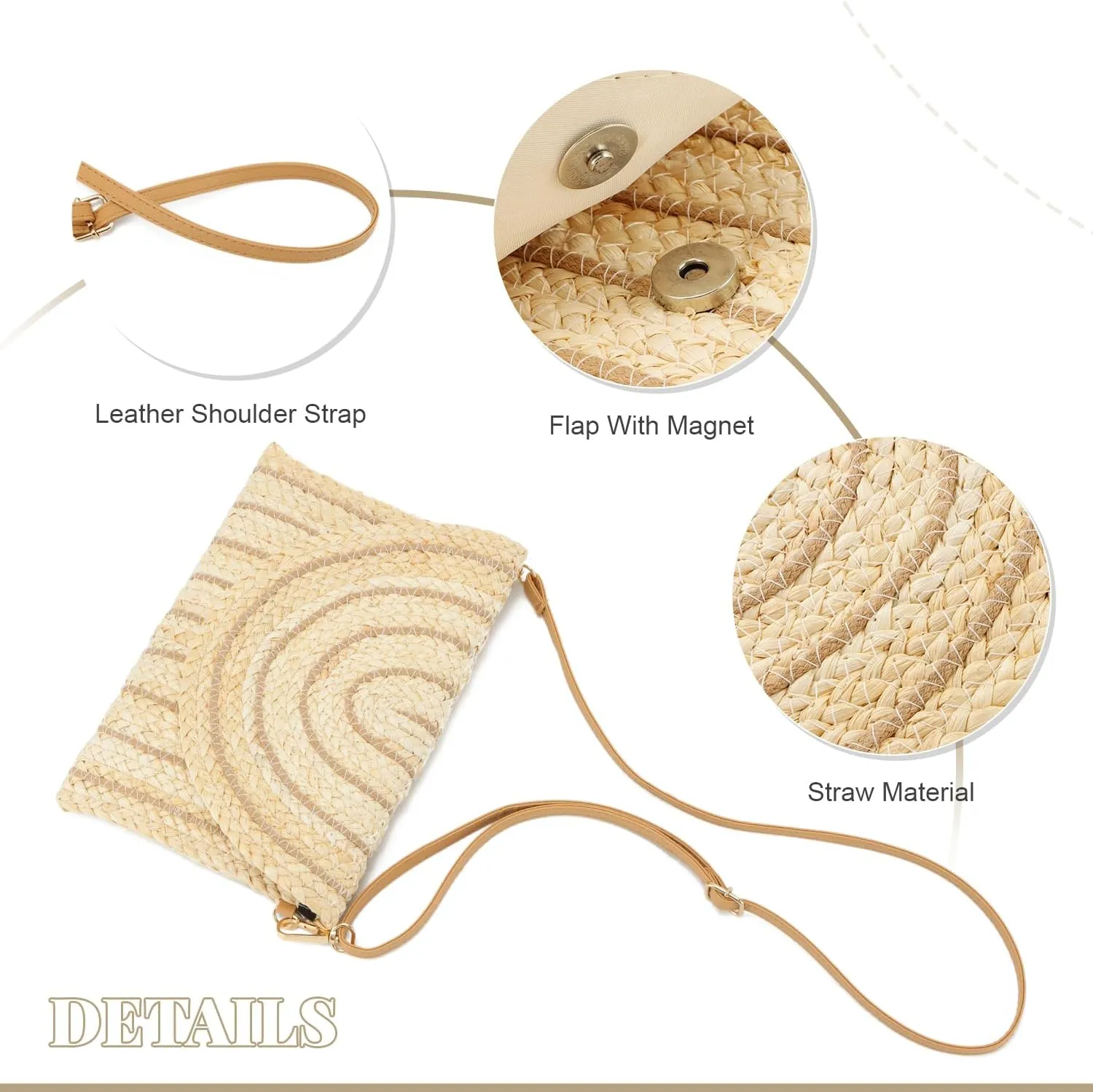 SUKUTU Women Straw Clutch Bag Summer Beach Handwoven Envelope Wallet Crossbody Handbags