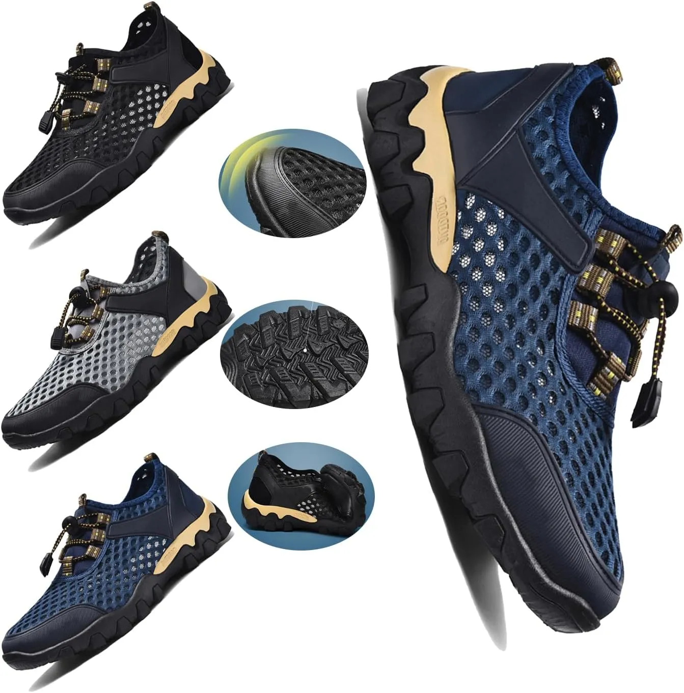 Summer Men's Casual Breathable Sneakers - Quick-Dry Mesh Outdoor Shoes, Non-Slip Hiking & Trekking Footwear for Ultimate Comfort and Support