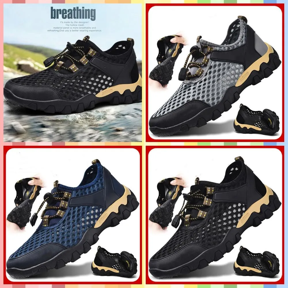 Summer Men's Casual Breathable Sneakers - Quick-Dry Mesh Outdoor Shoes, Non-Slip Hiking & Trekking Footwear for Ultimate Comfort and Support