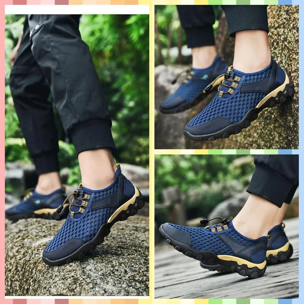 Summer Men's Casual Breathable Sneakers - Quick-Dry Mesh Outdoor Shoes, Non-Slip Hiking & Trekking Footwear for Ultimate Comfort and Support