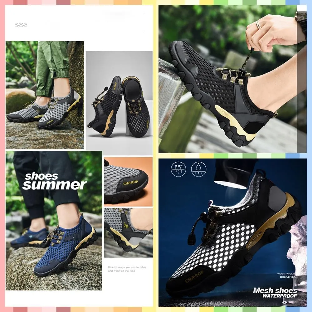Summer Men's Casual Breathable Sneakers - Quick-Dry Mesh Outdoor Shoes, Non-Slip Hiking & Trekking Footwear for Ultimate Comfort and Support