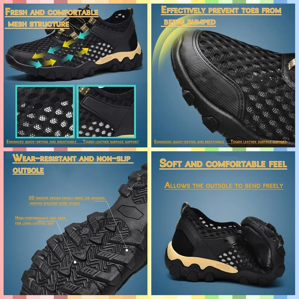 Summer Men's Casual Breathable Sneakers - Quick-Dry Mesh Outdoor Shoes, Non-Slip Hiking & Trekking Footwear for Ultimate Comfort and Support