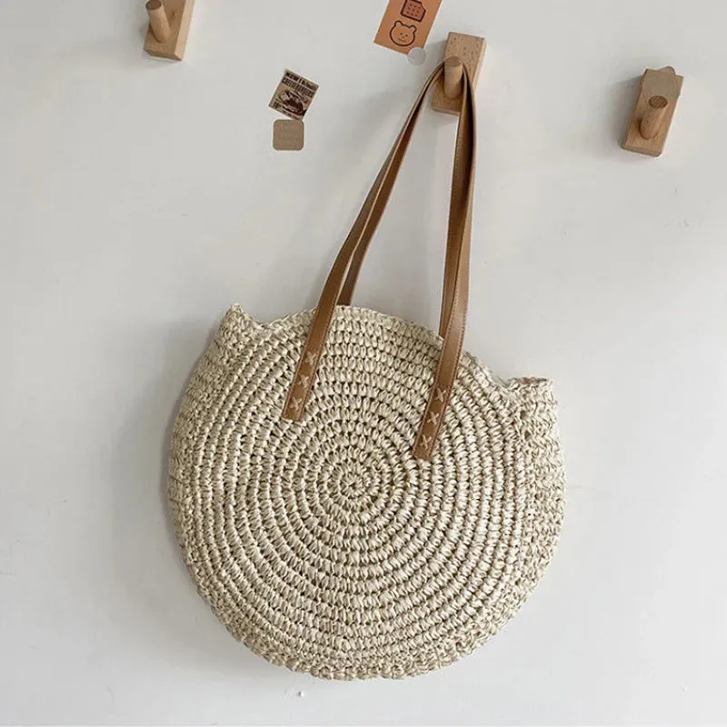 Summer Round Straw Tote Bag