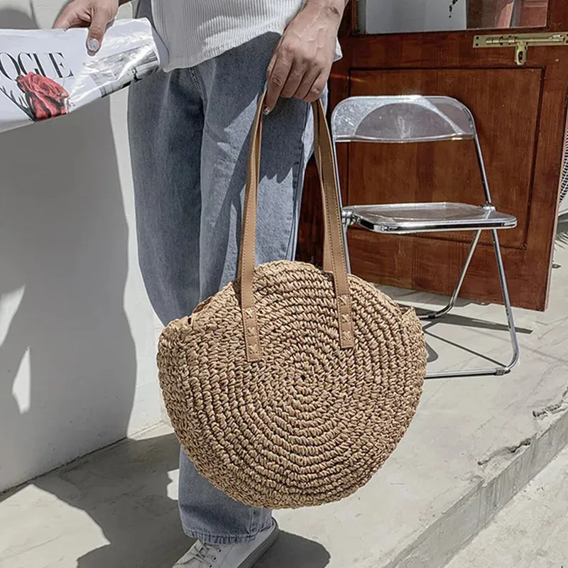 Summer Round Straw Tote Bag