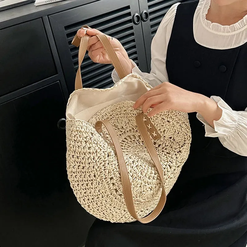 Summer Round Straw Tote Bag