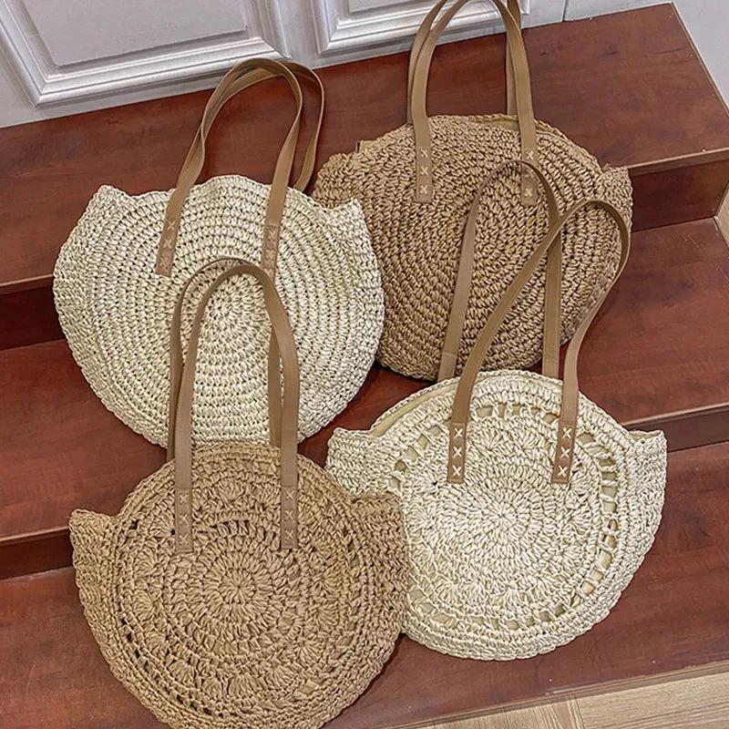 Summer Round Straw Tote Bag