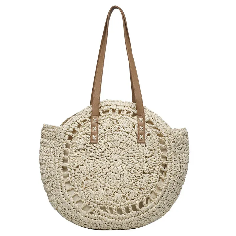 Summer Round Straw Tote Bag