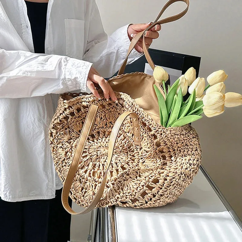 Summer Round Straw Tote Bag